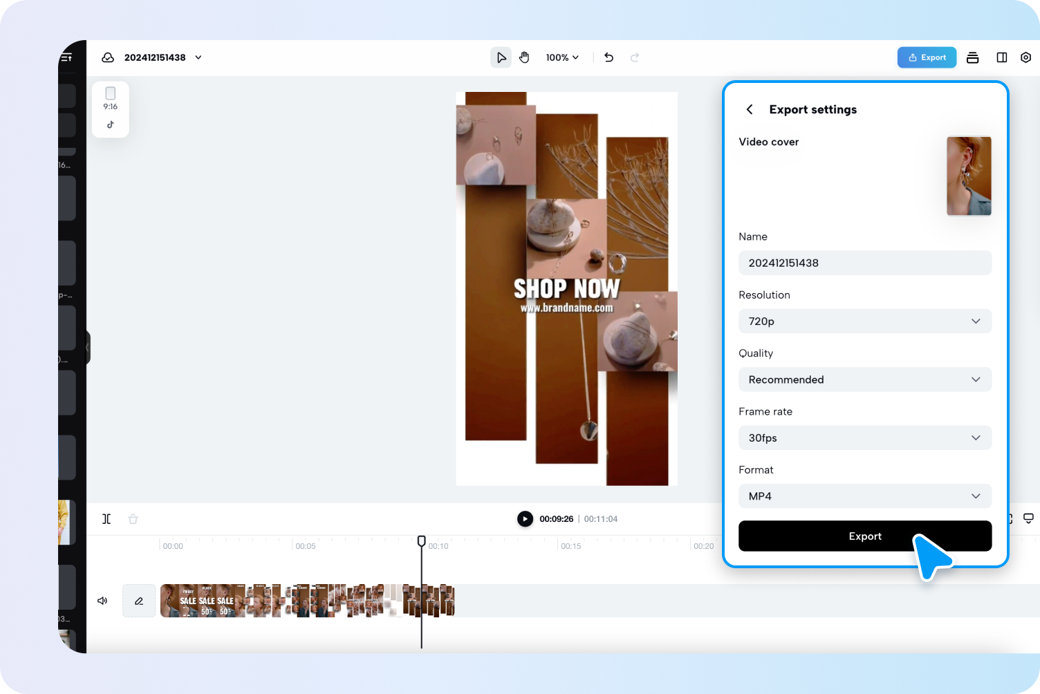 Exporta o comparte el video